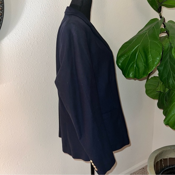 Ralph Lauren Women’s Bullion Jacquard Navy Blue Single Breast Blazer Gold Crest - Picture 8 of 16